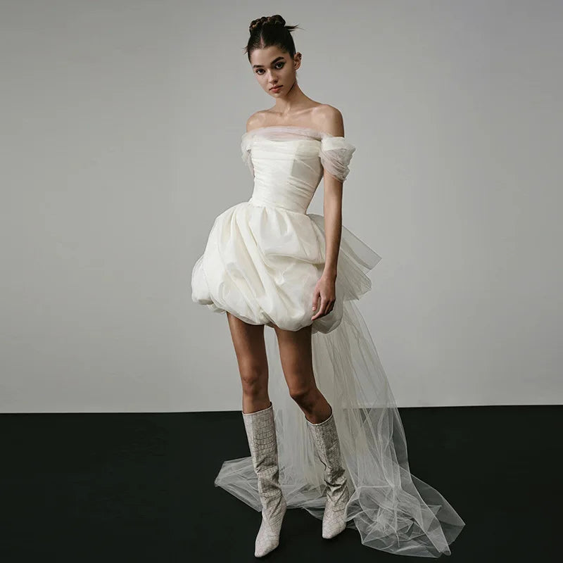 French Evening Party Dress Gown Temperament Sexy Slash Neck Celebrity Banquet Qipao Charming Bridal Wedding Cheongsam Vestidos