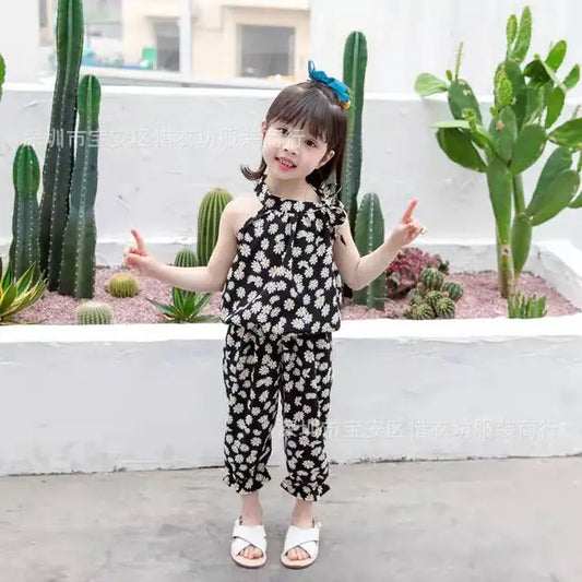 Summer Flower Two-piece Set Baby Girl Clothes Fashion Clothes Toddler Girl Clothes