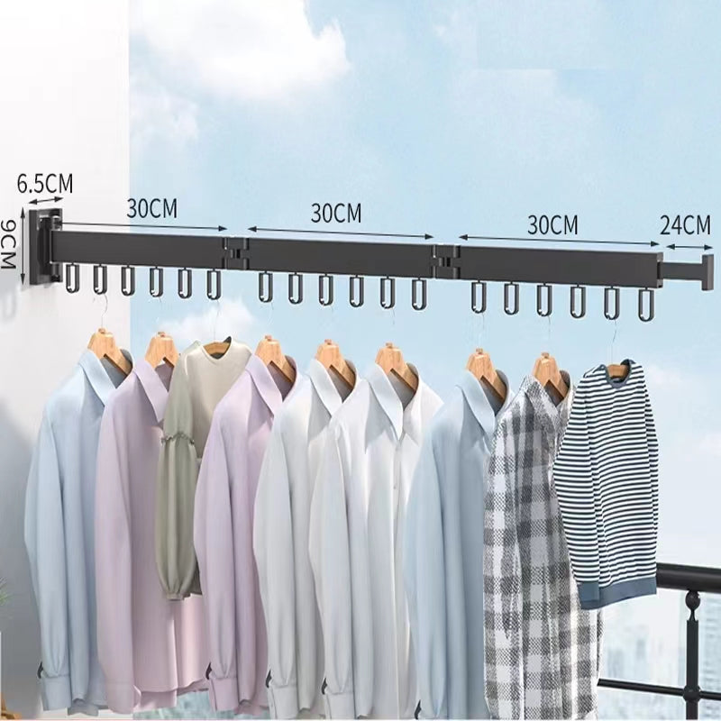 360" Folding Clothes Hanger Wall Mount Indoor & Outdoor Space Saving Aluminum Home Laundry Clothesline