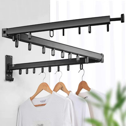 360" Folding Clothes Hanger Wall Mount Indoor & Outdoor Space Saving Aluminum Home Laundry Clothesline