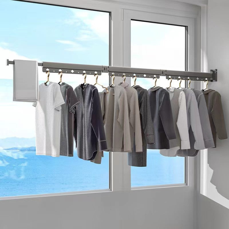 360 folding clothes hanger Bangladesh wall mount aluminum laundry drying rack space saving home organizer