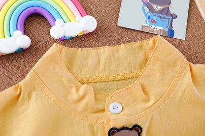 Baby Clothes Children's Casual Outfit  Summer New Cute Baby Boys Clothing Sets For Girls Cartoon Shirt Strap Pants Suit