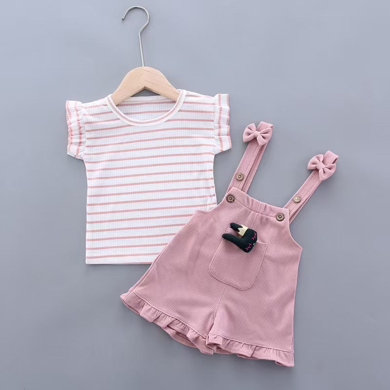 BibiCola Summer Girl Clothes Set Children Fashion Tops+Shorts 2PCS Tracksuit For Girls Kids Birthdys Clothing Suit Outfits