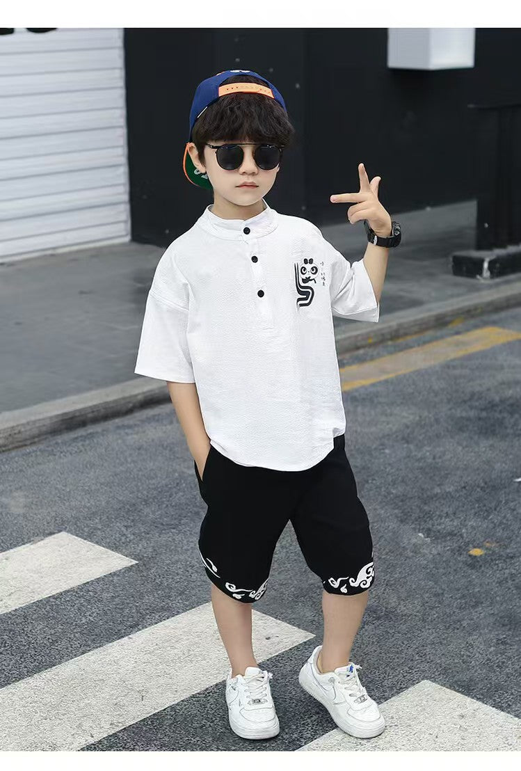 Boys ash and white imported Tang-style dress set | Mom & Kids Bangladesh