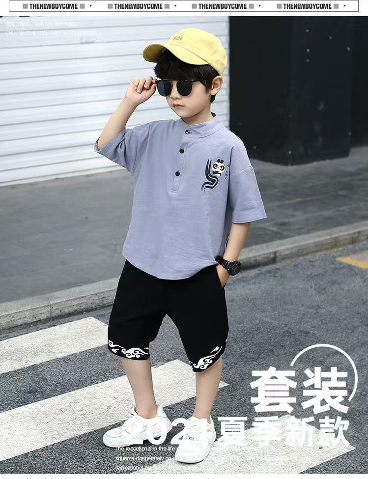 Boys imported summer dress set in ash | Mom & Kids Bangladesh