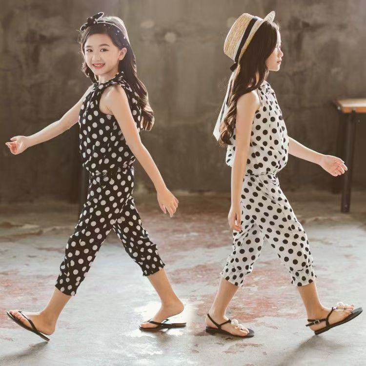 Children's Summer Korean Style Sleeveless Two-piece Set