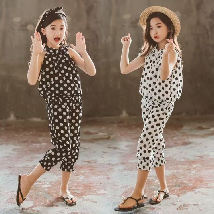 Children's Summer Korean Style Sleeveless Two-piece Set