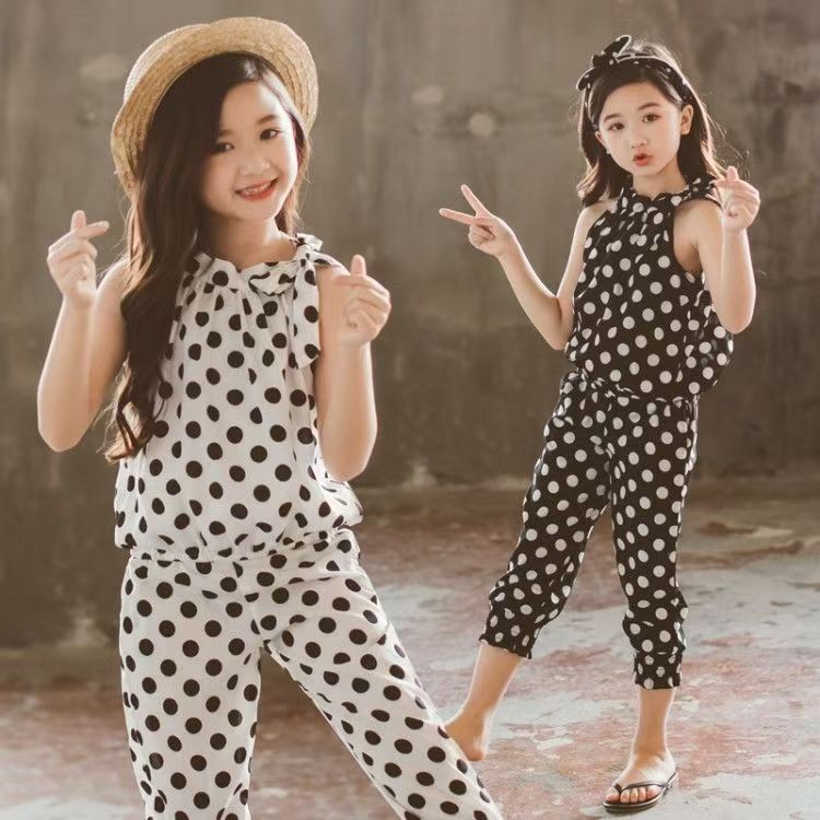 Children's Summer Korean Style Sleeveless Two-piece Set