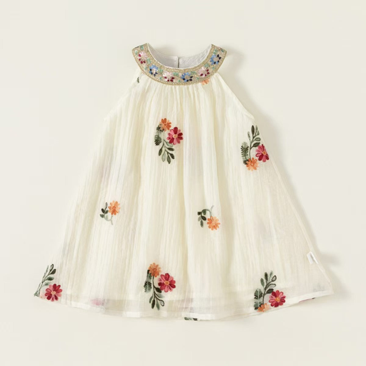 Girls Embroidered Korean Style Sleeveless Dress