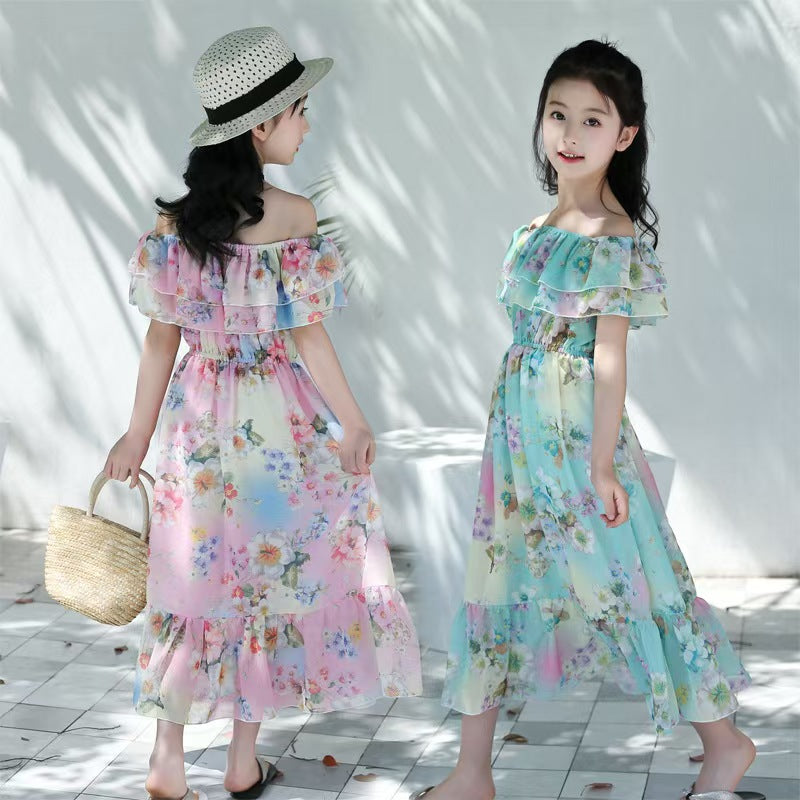 Girls Fashion Print Flower Dress