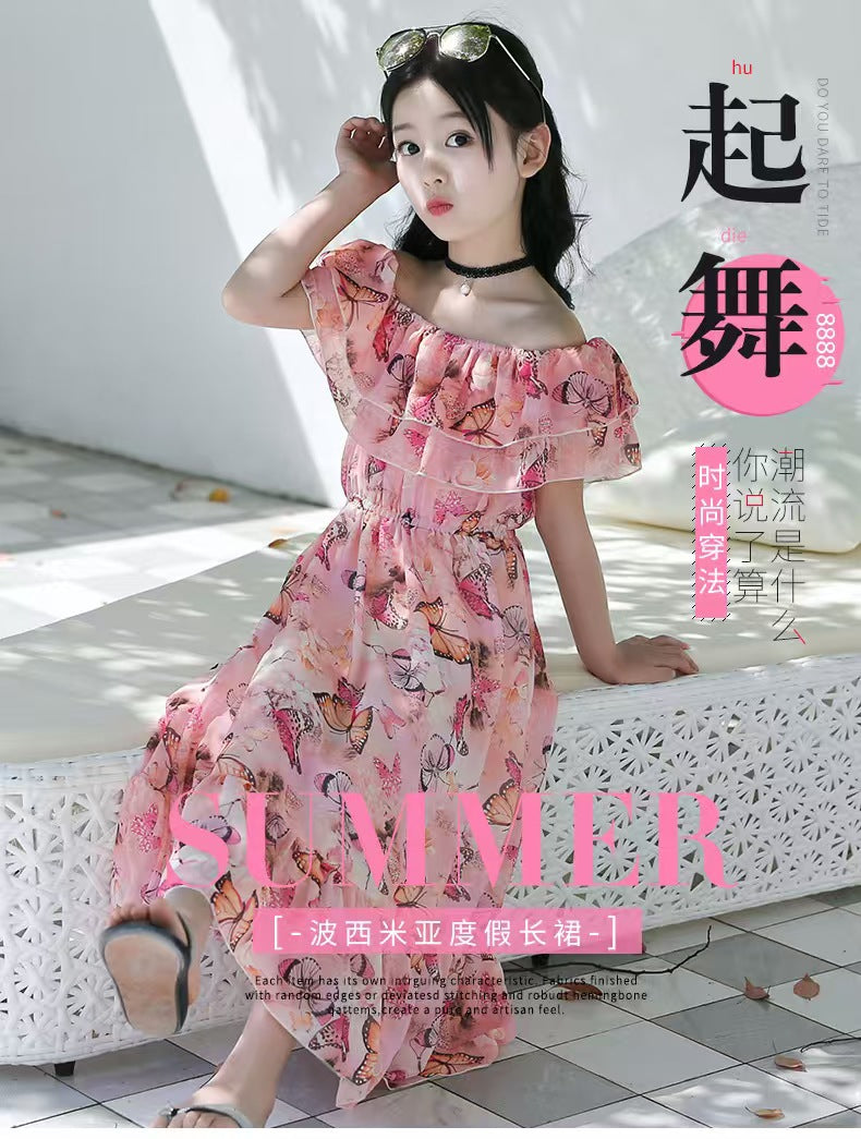 Girls Fashion Print Flower Dress