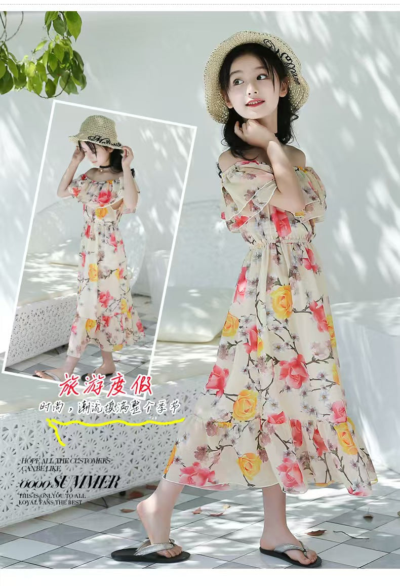 Girls Fashion Print Flower Dress