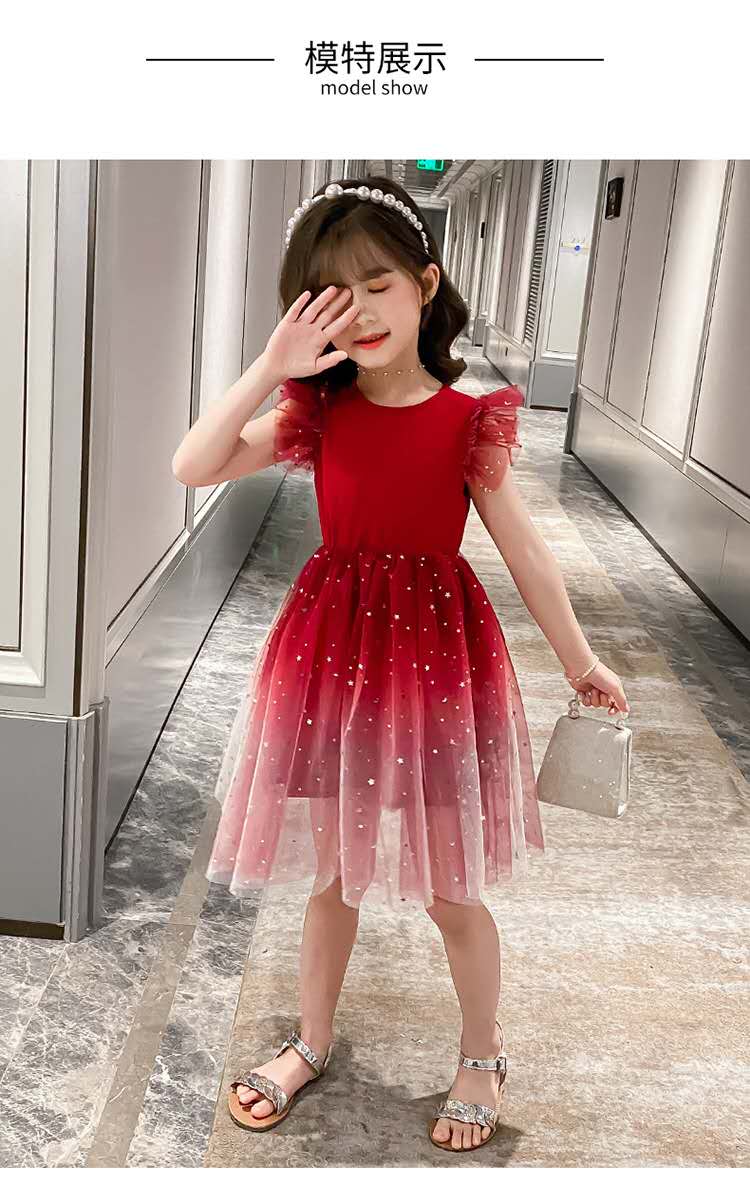 Girls Princess Dresses Star Pattern Girls Sleeveless Kid Dress Teenage Outfits for Girls