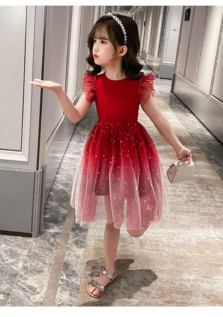 Girls Princess Dresses Star Pattern Girls Sleeveless Kid Dress Teenage Outfits for Girls