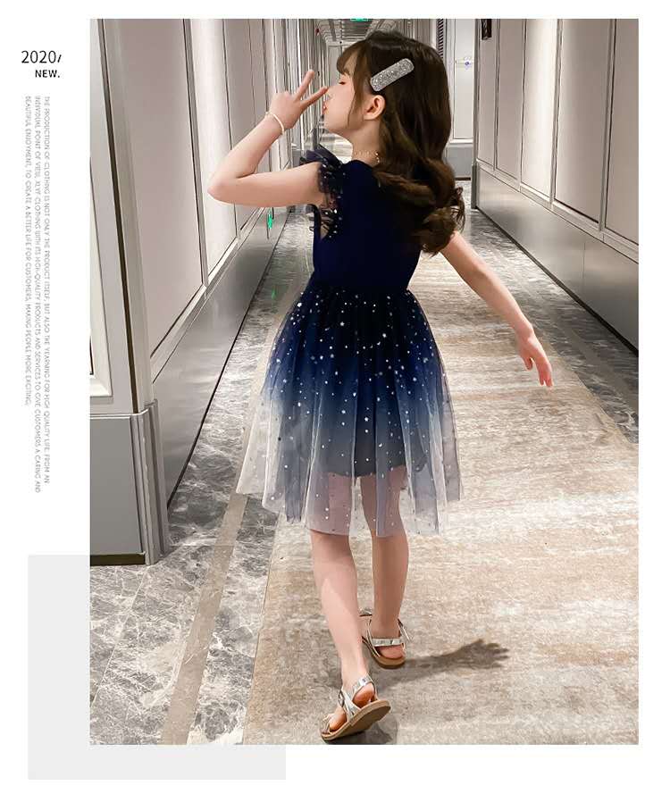 Girls Princess Dresses Star Pattern Girls Sleeveless Kid Dress Teenage Outfits for Girls