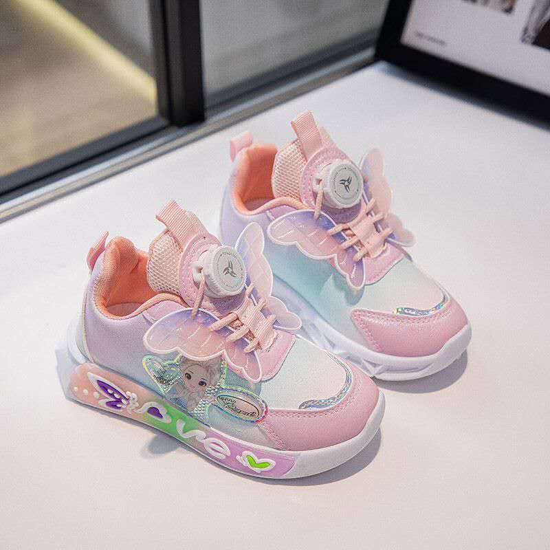 New Princess Elsa Shoes with Leather Surface, Super Soft Waterproof Children's Sports Shoes