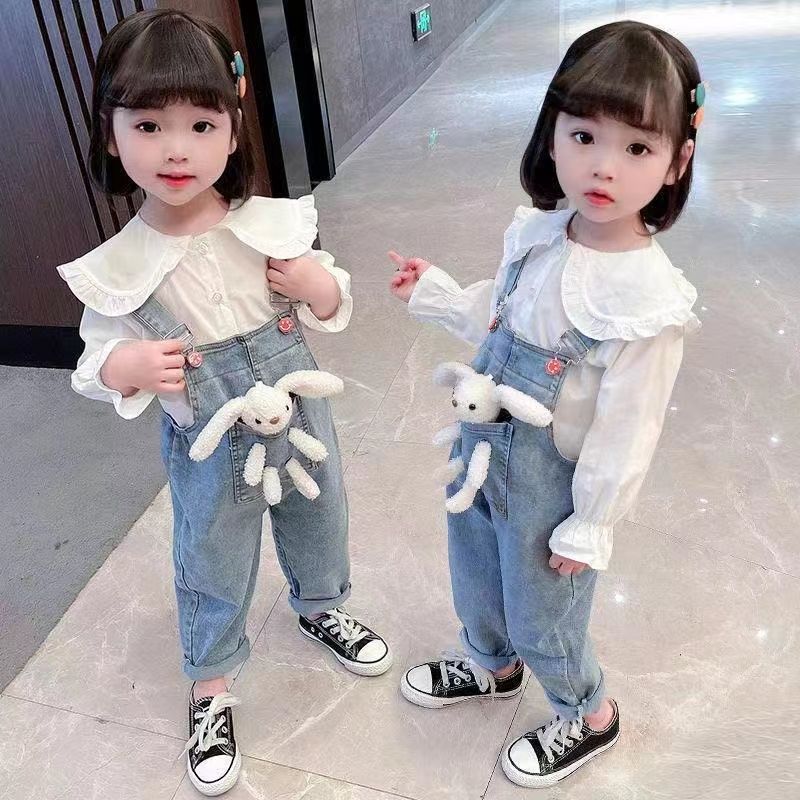3 PCS Girl Clothing Sets Baby Girl Cartoon Pullover Hoody(Tops+ Jeans+ Doll) Set (Available)