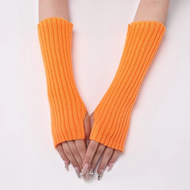 Winter Mitten Arm Warmers Knit Crochet Long Sleeve Fingerless Mittens Half Finger Acrylic Mittens