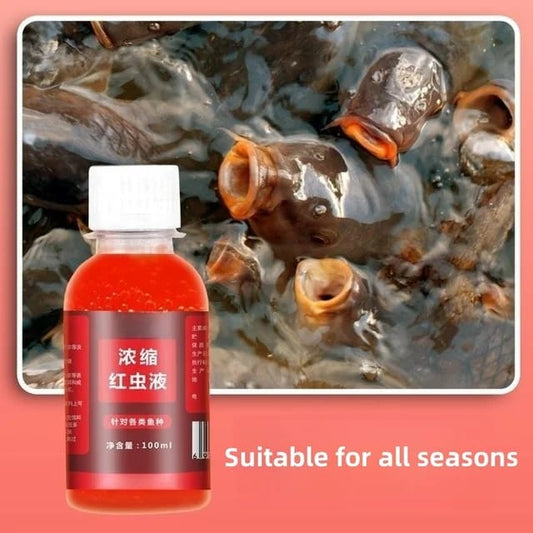 Red worm fishing bait liquid