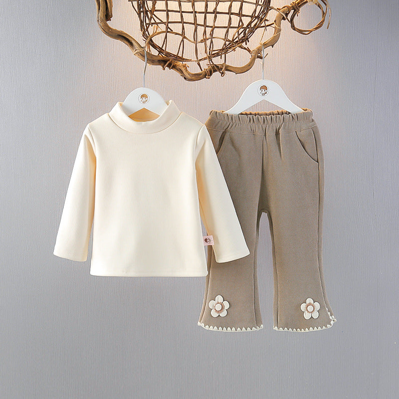 Girls' plush winter three-piece suit, fashionable and warm for baby girls (Available)