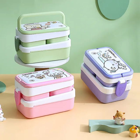 Food Storage Container Bento Box 2 Layers With Handle