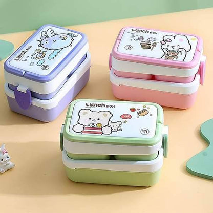 Food Storage Container Bento Box 2 Layers With Handle