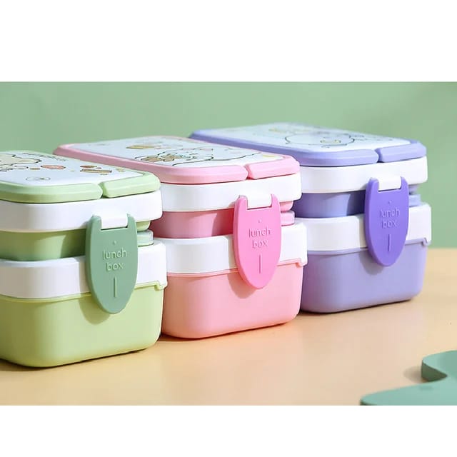 Food Storage Container Bento Box 2 Layers With Handle