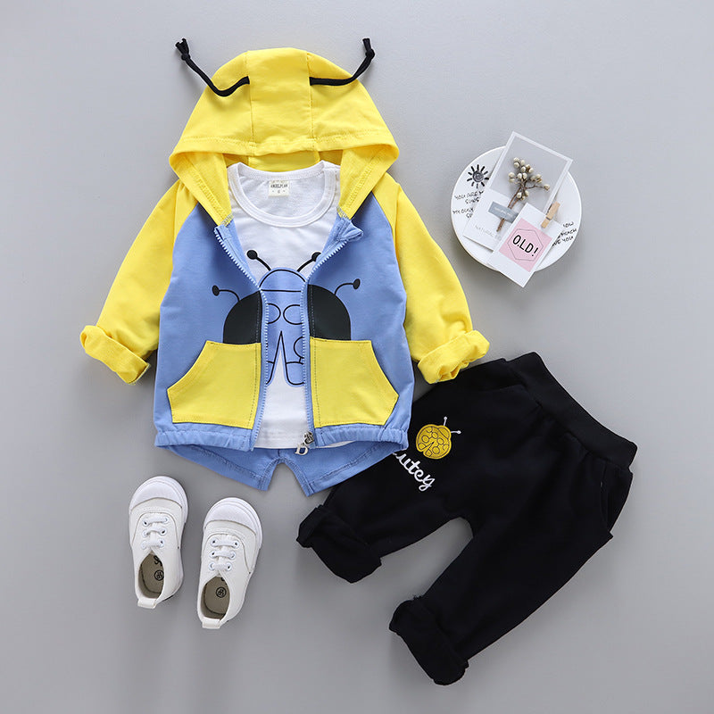 Winter Clothing Bee Print Animal Vest+long Sleeve Hooded