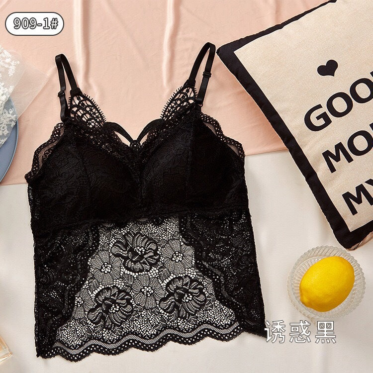 Breathable Cotton Double Padded Camisoles Butterfly Beautiful Back Women Mesh Lace Chest Wrap Top