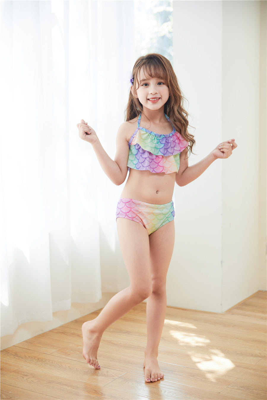 Three Piece Fashion Kids Mermaid Toddler Boho Swimsuit
