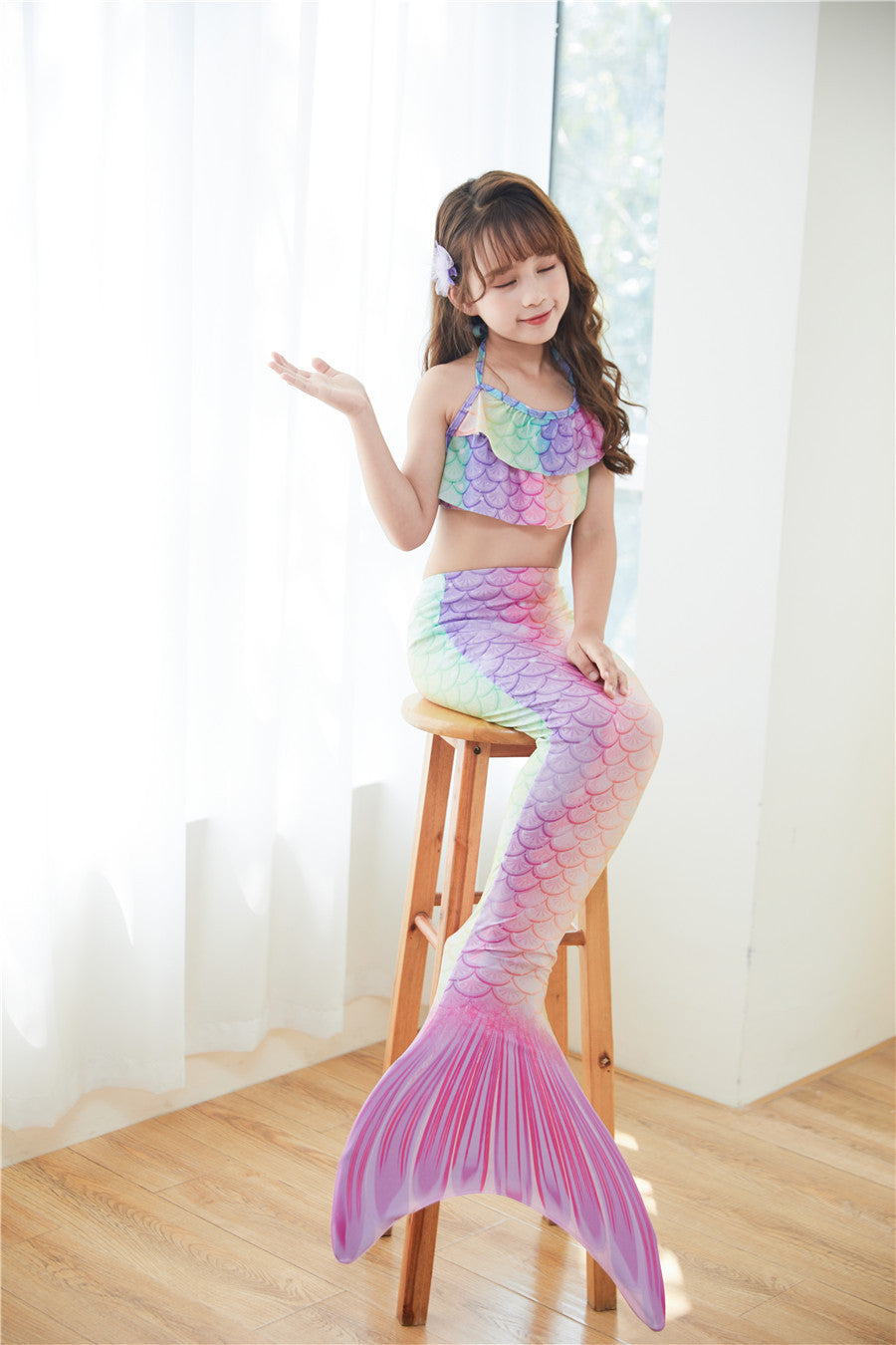 Three Piece Fashion Kids Mermaid Toddler Boho Swimsuit