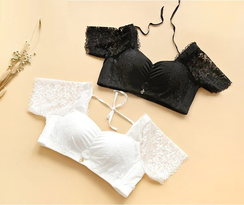 Women Blouse Elegant & Traditional Oktoberfest Half Sleeve Lace and Transparent Bavaria Dirndl Blouse