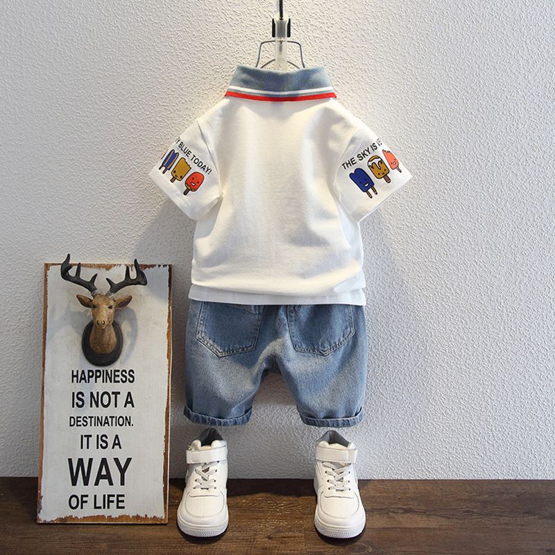 Children's Summer Clothes Short-Sleeved Jeans Two-Piece Trendy Set