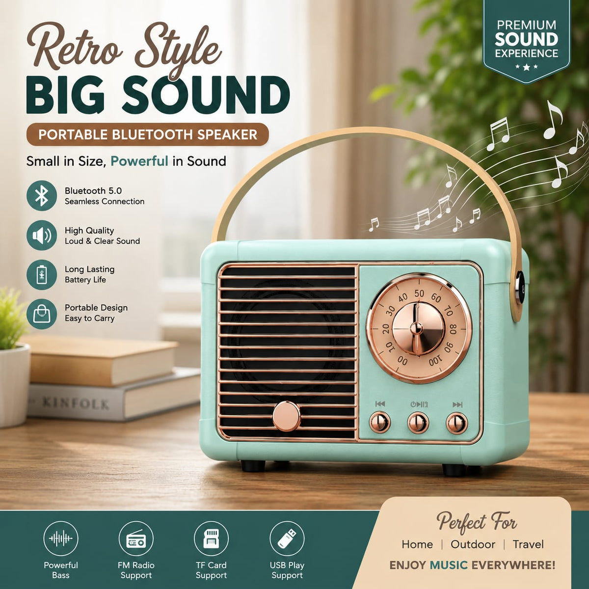 Retro HM11 second generation wireless Bluetooth speaker mini portable new subwoofer outdoor small stereo gift