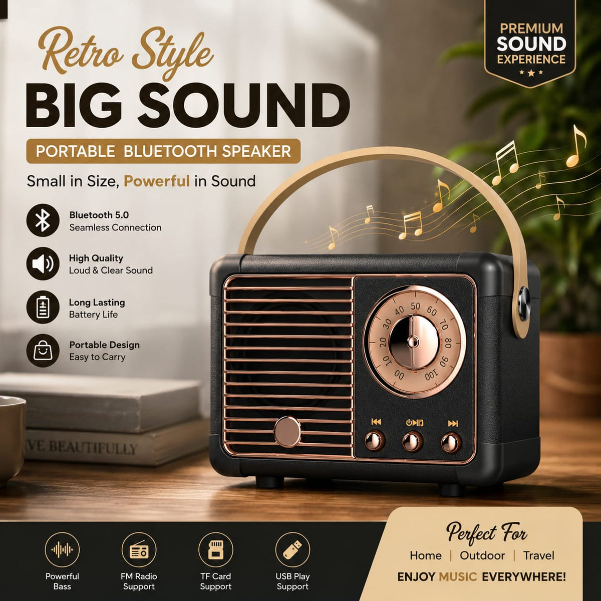 Retro HM11 second generation wireless Bluetooth speaker mini portable new subwoofer outdoor small stereo gift