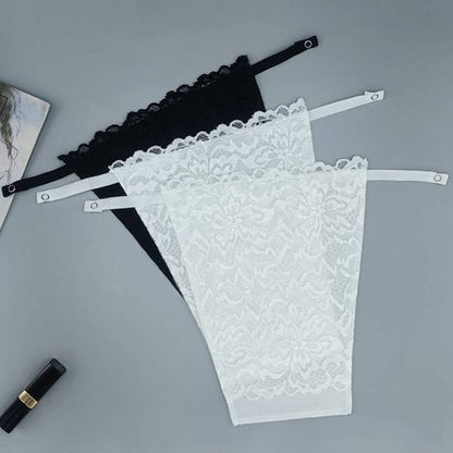 Women Anti-Slip V-Neck Lace One-Piece Underwear Bra-Covering Fabric Non-Marking Elegant