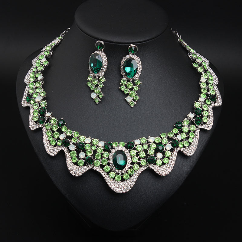 Diamond Geometric Collar Necklace Set