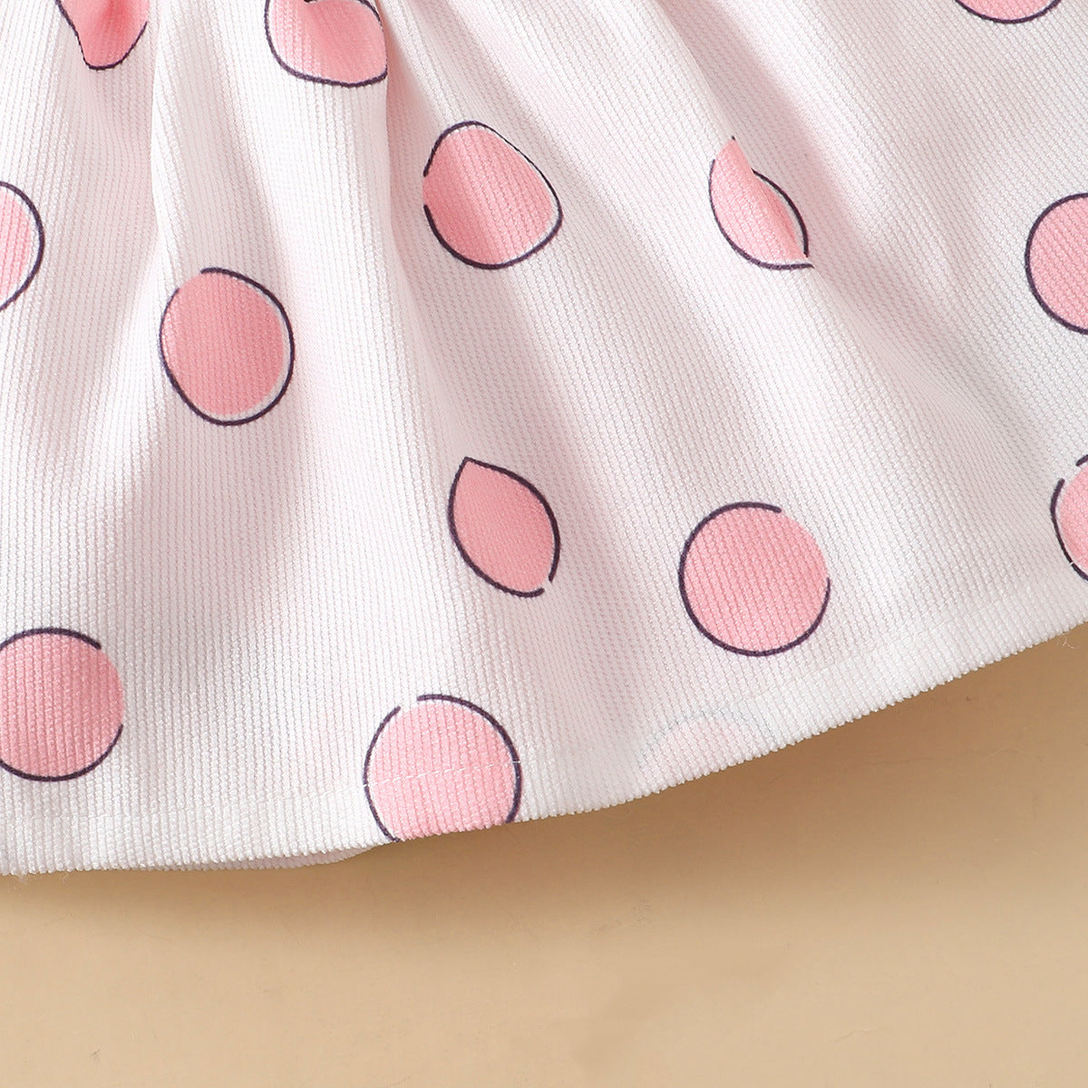 Polka Dot Rabbit Affixed Cloth Embroidered Suspender Skirt Outfit