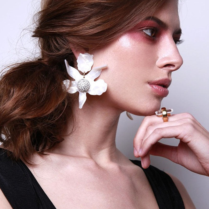Big Flower Earrings Earrings Temperament Trendy Women All-match Super Fairy Ear Jewelry