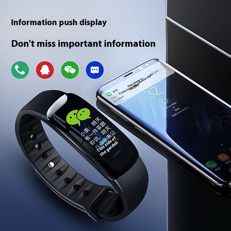 C1 Blood Pressure Heart Rate Waterproof Color Screen Bluetooth Pedometer Sports Watch