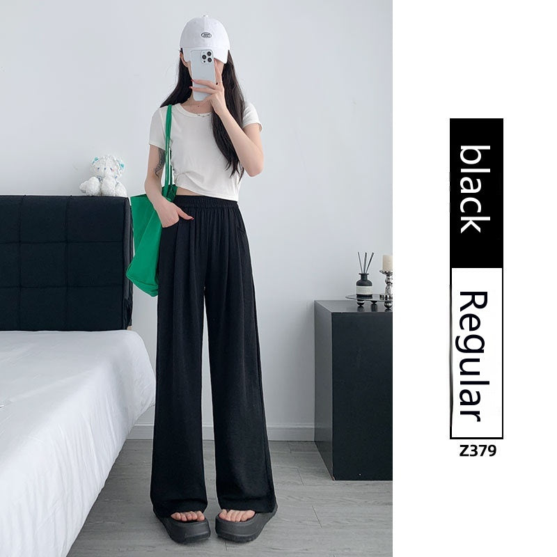 Ice Silk Wide-leg Women's Thin Straight Loose Casual Pants
