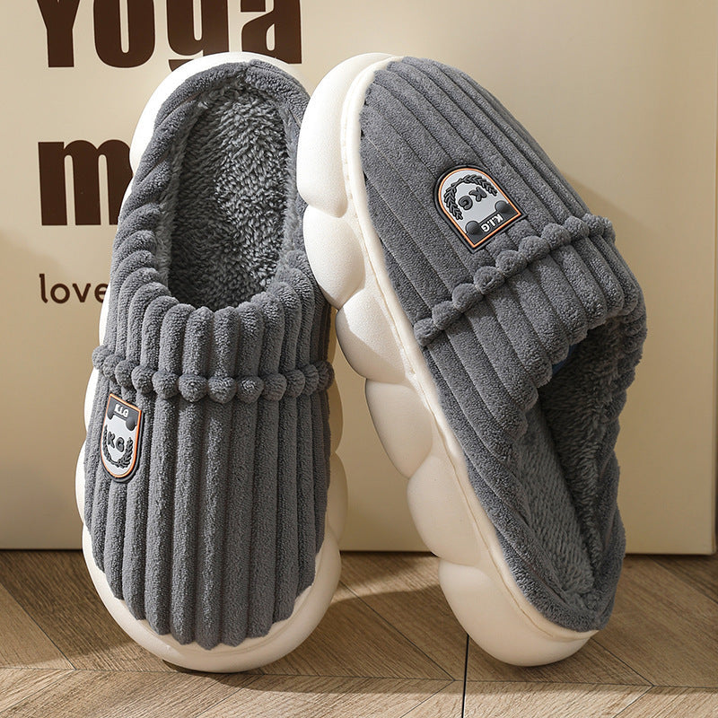 Winter Corduroy House Slippers with soft plush lining, non-slip sole, and warm cushioned design for comfortable indoor wear