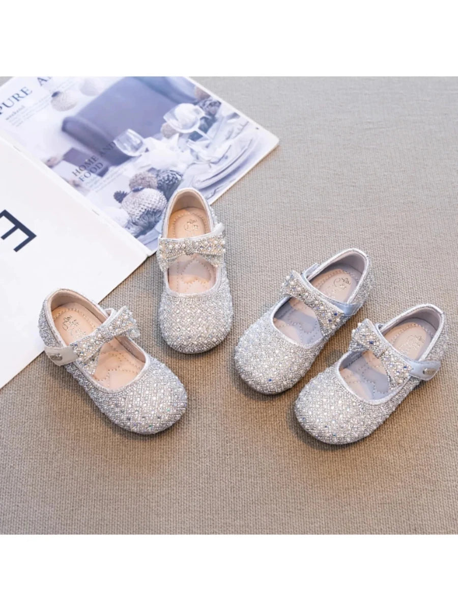 Autumn New Girls Single Princess Shoes Pearl Shallow Children's 2025 Comfortable Flat Shoes Kid Baby Rhinestone Bowknot Shoes - Mom & Kids