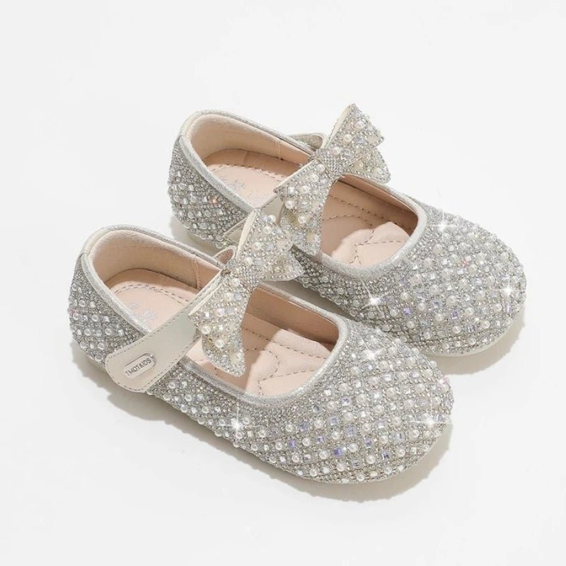 Autumn New Girls Single Princess Shoes Pearl Shallow Children's 2025 Comfortable Flat Shoes Kid Baby Rhinestone Bowknot Shoes - Mom & Kids