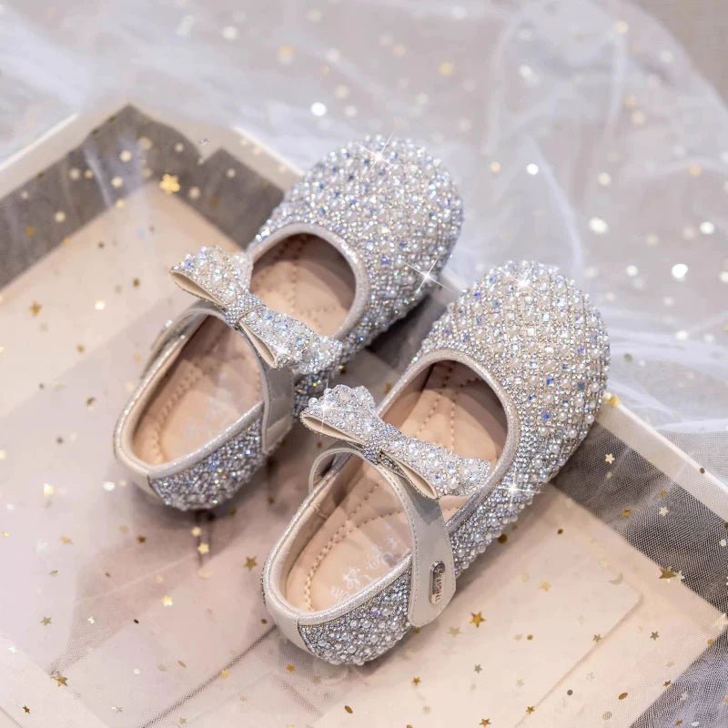 Autumn New Girls Single Princess Shoes Pearl Shallow Children's 2025 Comfortable Flat Shoes Kid Baby Rhinestone Bowknot Shoes - Mom & Kids