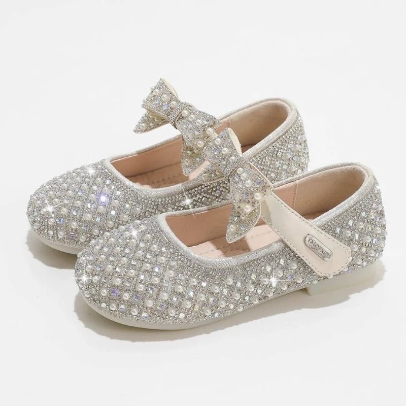 Autumn New Girls Single Princess Shoes Pearl Shallow Children's 2025 Comfortable Flat Shoes Kid Baby Rhinestone Bowknot Shoes - Mom & Kids