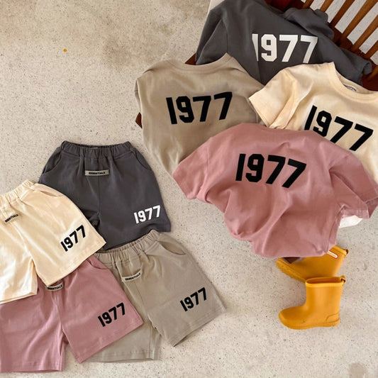 Children's Cotton Suit Summer New Boys And Girls Printed Short-sleeved T-shirt Baby Shorts Two-piece Set