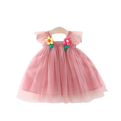 Flounced Sleeve Baby Girl Pettiskirt Princess Dress