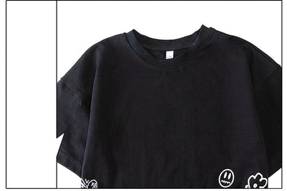 Boys' Suit New Summer Medium And Large Children Boys' Short Sleeve Sports Trendy Internet Celebrity Fashion Brand