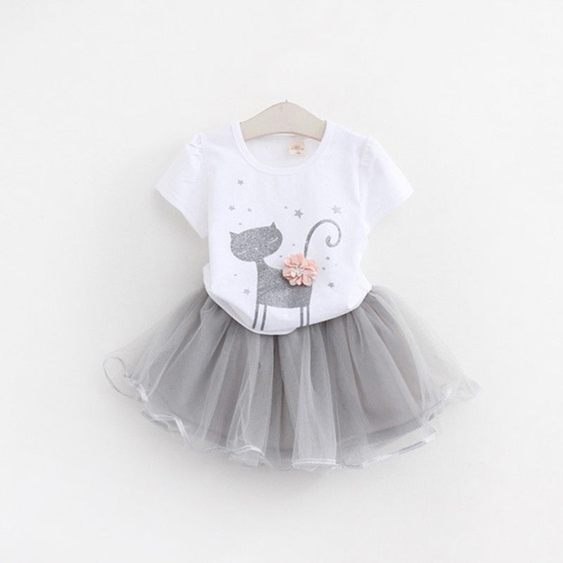 New Girls Clothes Two-piece Dress Solid Color